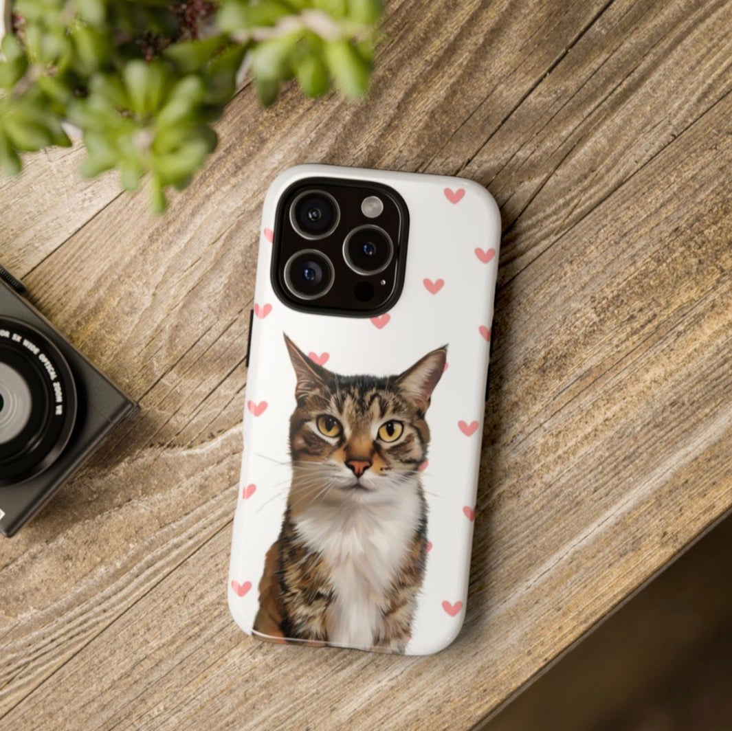 Personalised Pet Phone Case - Peach Hearts