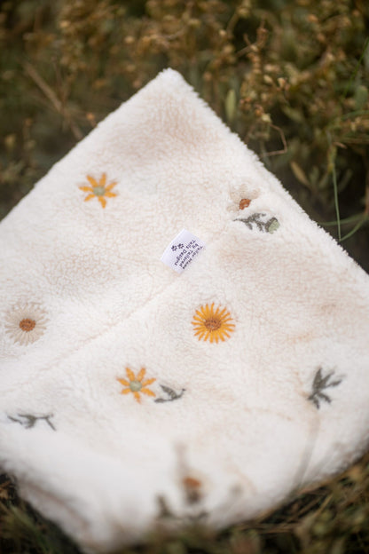 Handmade Teddy Fleece Dog Snood - Golden Meadow - Embroidered Design