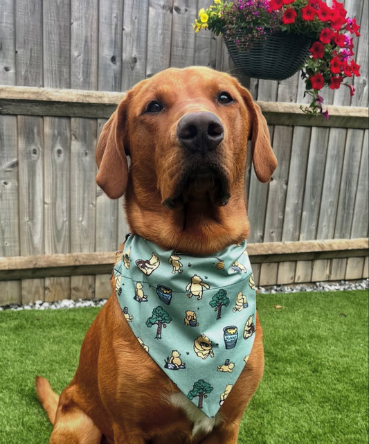 Dog Bandana - Pooh’s Hunny Hideaway - Sage Green