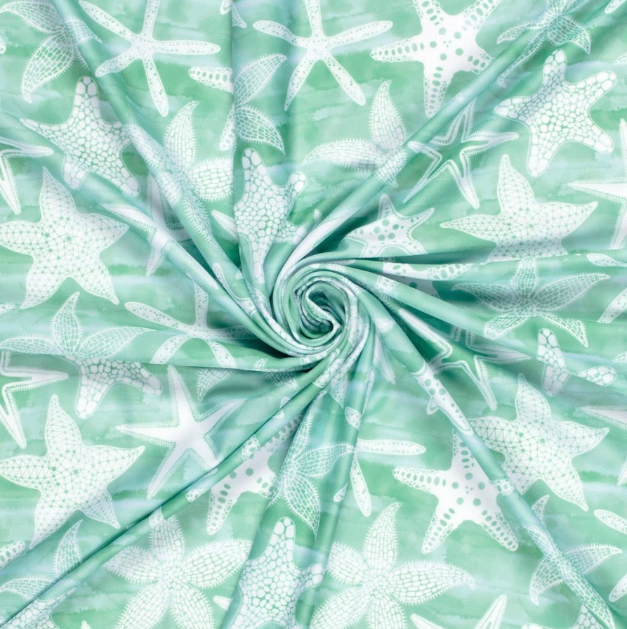 Handmade Cooling Dog Snood - Seafoam Starfish