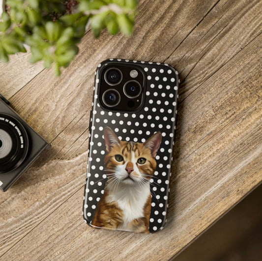 Personalised Pet Phone Case - Black & White Polka